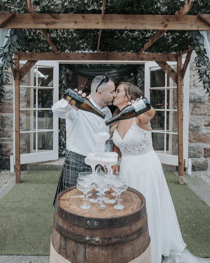 Ali and Scott's wedding at coos cathedral with mary gibson the celebrant angel aberdeen